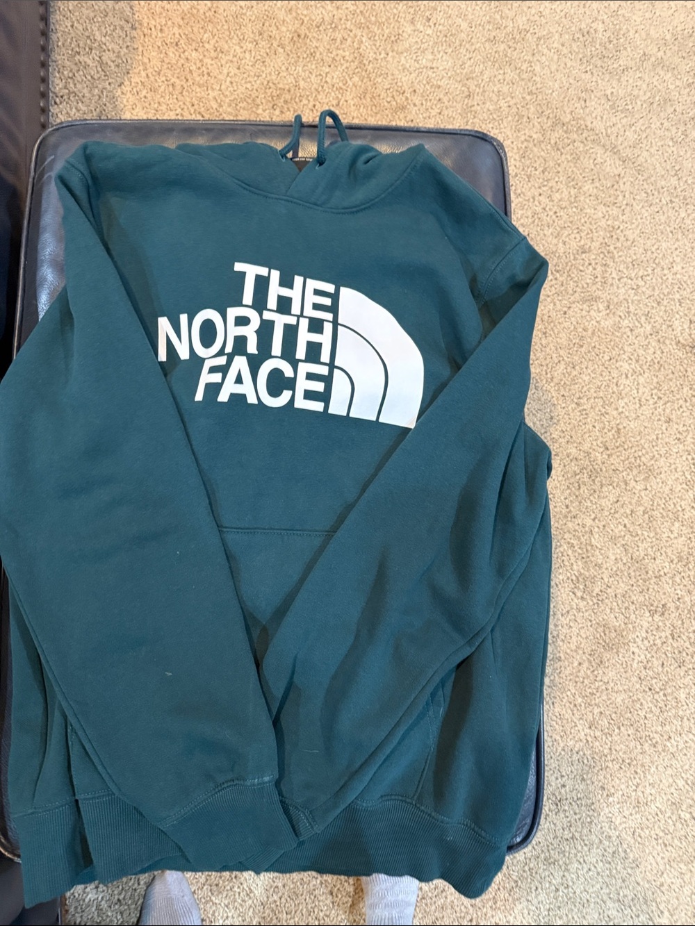 The North Face Teal Pullover Hoodie with White Logo